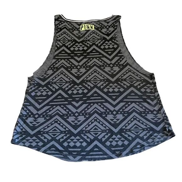 Victorias Secret Pink I Hate Running Graphic Tank Black Grey Aztec Green L #1231 - Picture 6 of 11